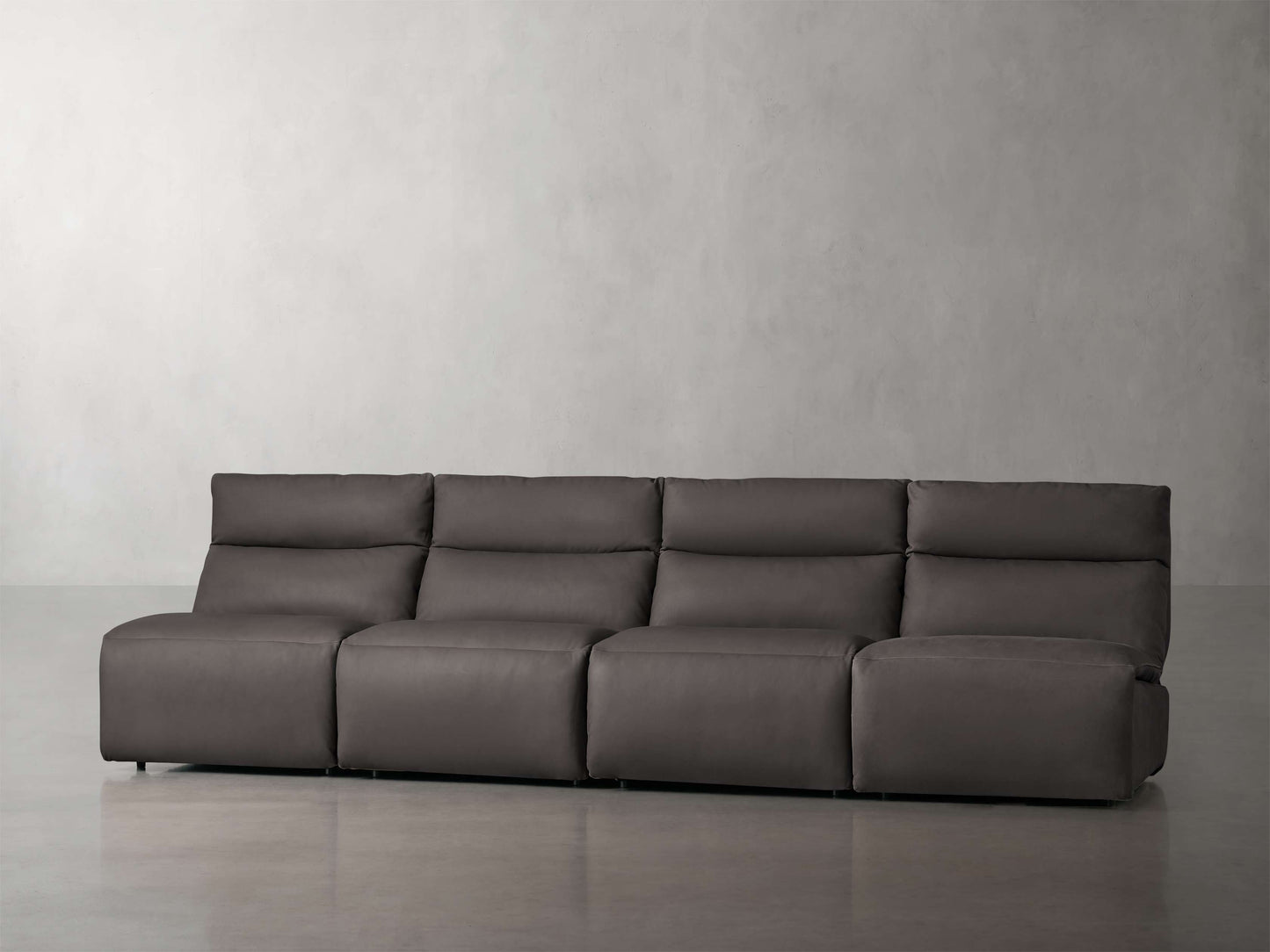 Rowland Tailored Leather Four-Piece Armless Motion Modular Sofa