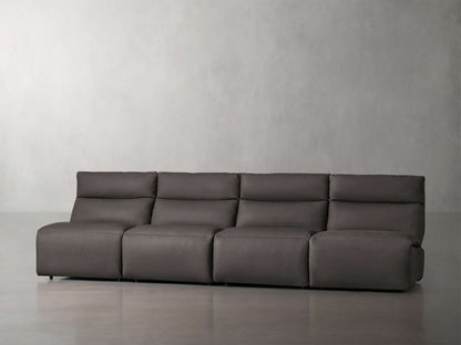 Rowland Tailored Leather Four-Piece Armless Motion Modular Sofa