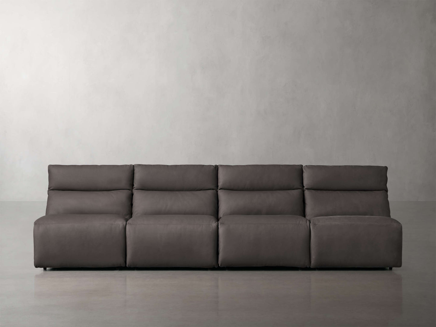 Rowland Tailored Leather Four-Piece Armless Motion Modular Sofa