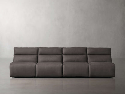 Rowland Tailored Leather Four-Piece Armless Motion Modular Sofa
