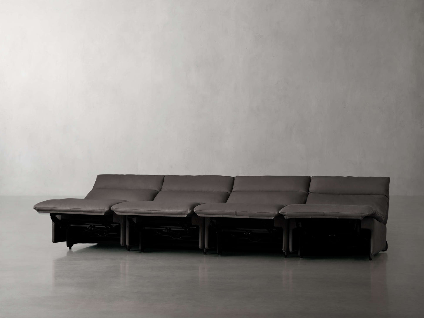 Rowland Tailored Leather Four-Piece Armless Motion Modular Sofa