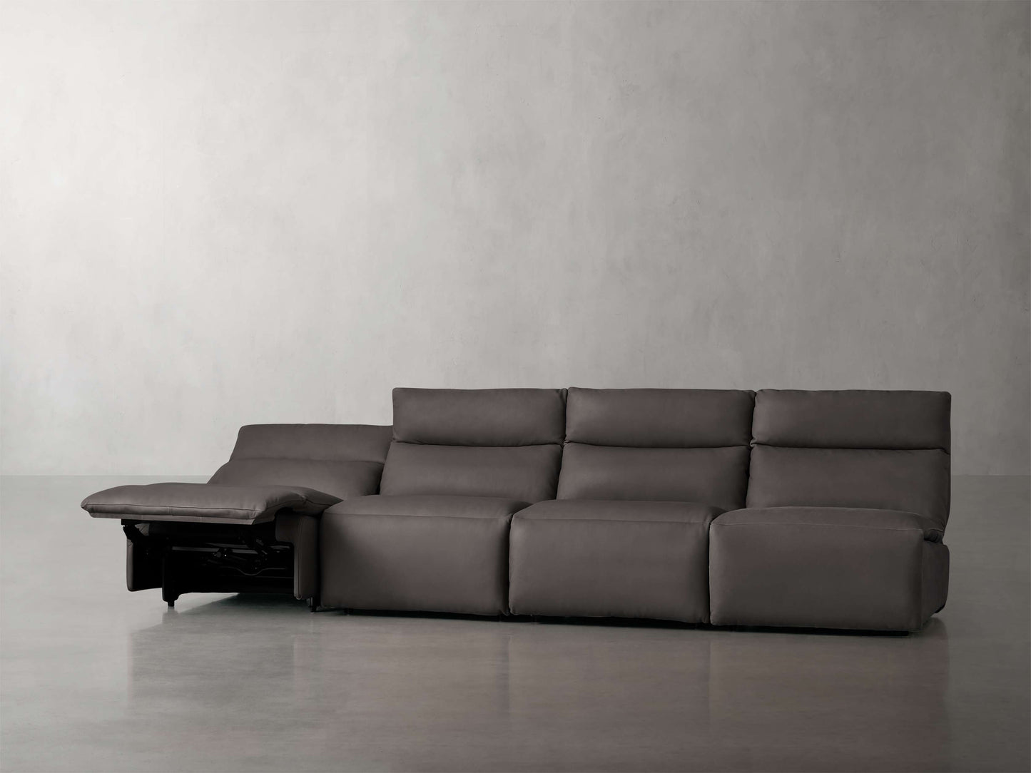 Rowland Tailored Leather Four-Piece Armless Motion Modular Sofa