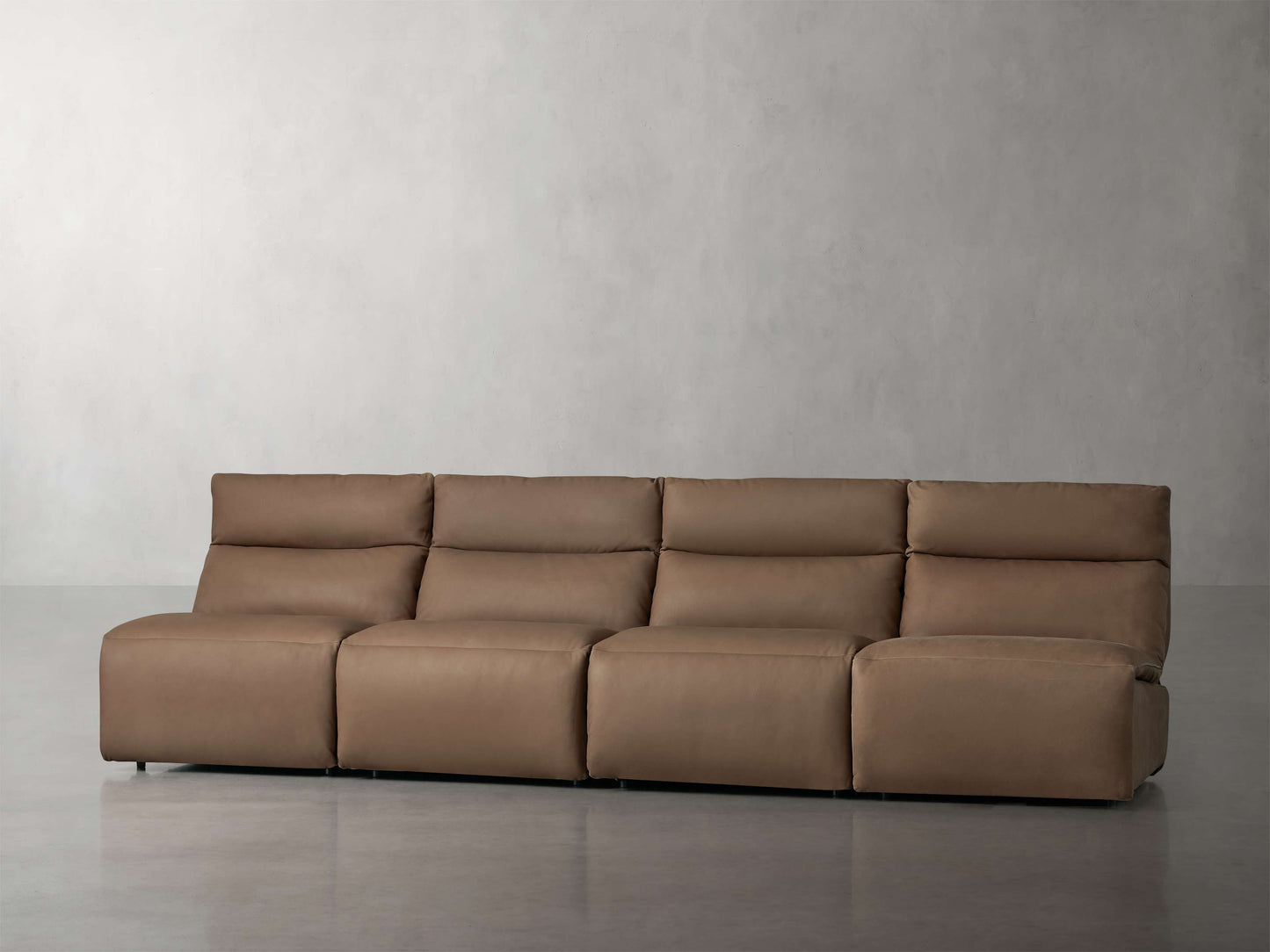 Rowland Tailored Leather Four-Piece Armless Motion Modular Sofa