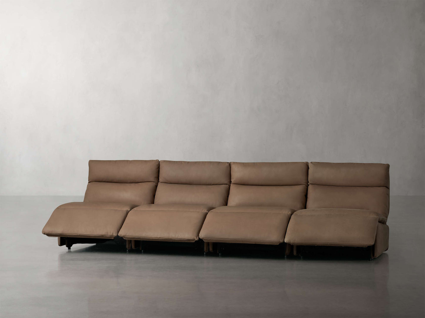 Rowland Tailored Leather Four-Piece Armless Motion Modular Sofa