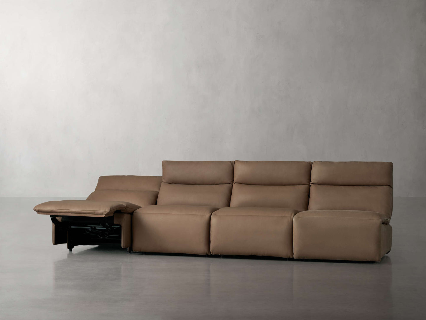 Rowland Tailored Leather Four-Piece Armless Motion Modular Sofa