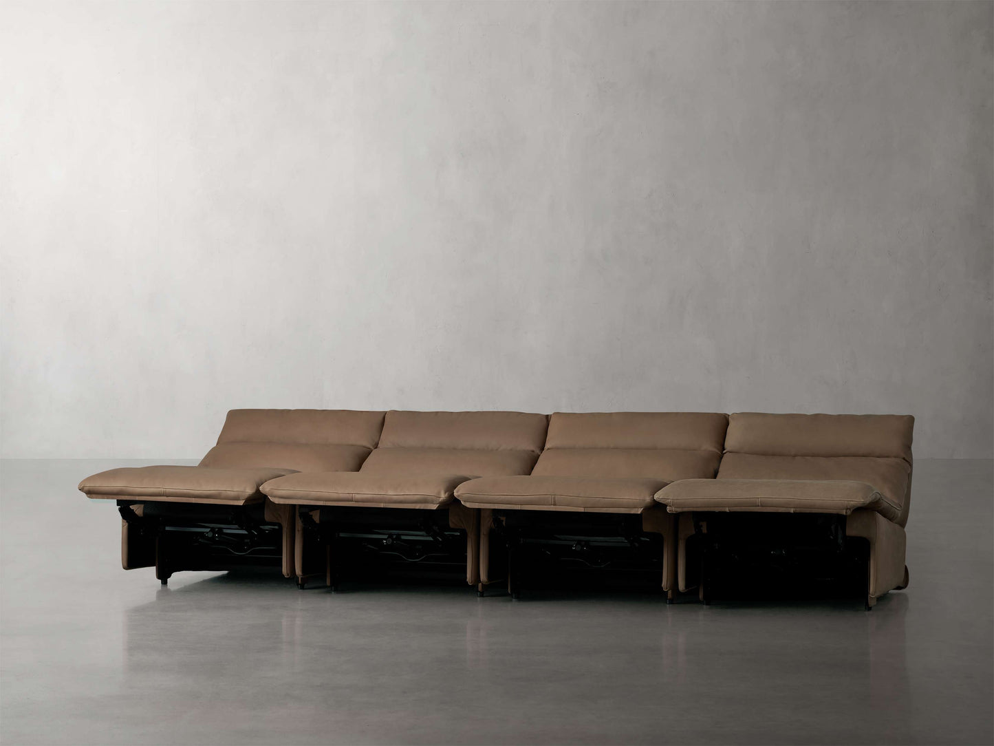 Rowland Tailored Leather Four-Piece Armless Motion Modular Sofa