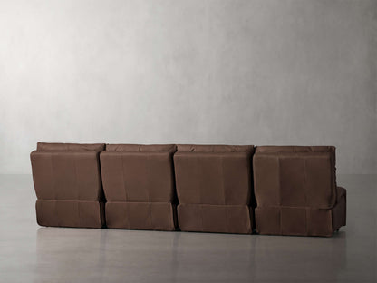 Rowland Tailored Leather Four-Piece Armless Motion Modular Sofa