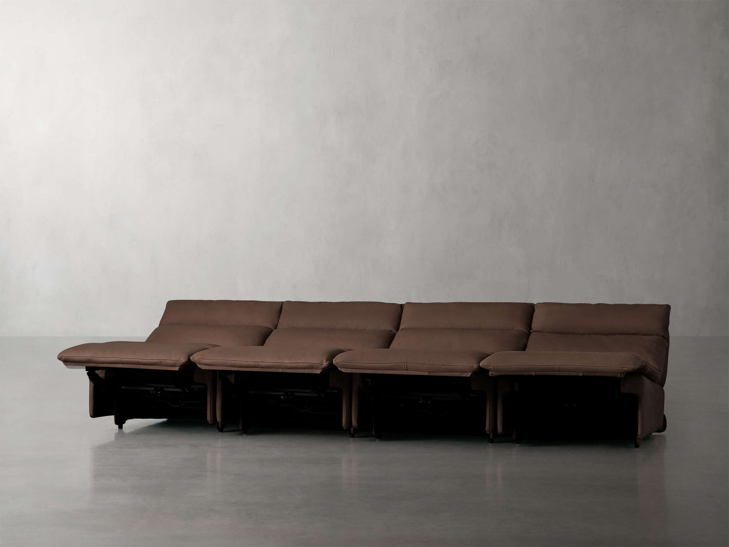 Rowland Tailored Leather Four-Piece Armless Motion Modular Sofa