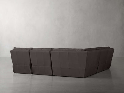 Rowland Tailored Leather Five-Piece Armless Motion Corner Sectional