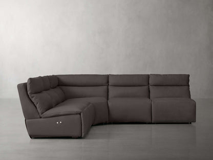 Rowland Tailored Leather Five-Piece Armless Motion Corner Sectional