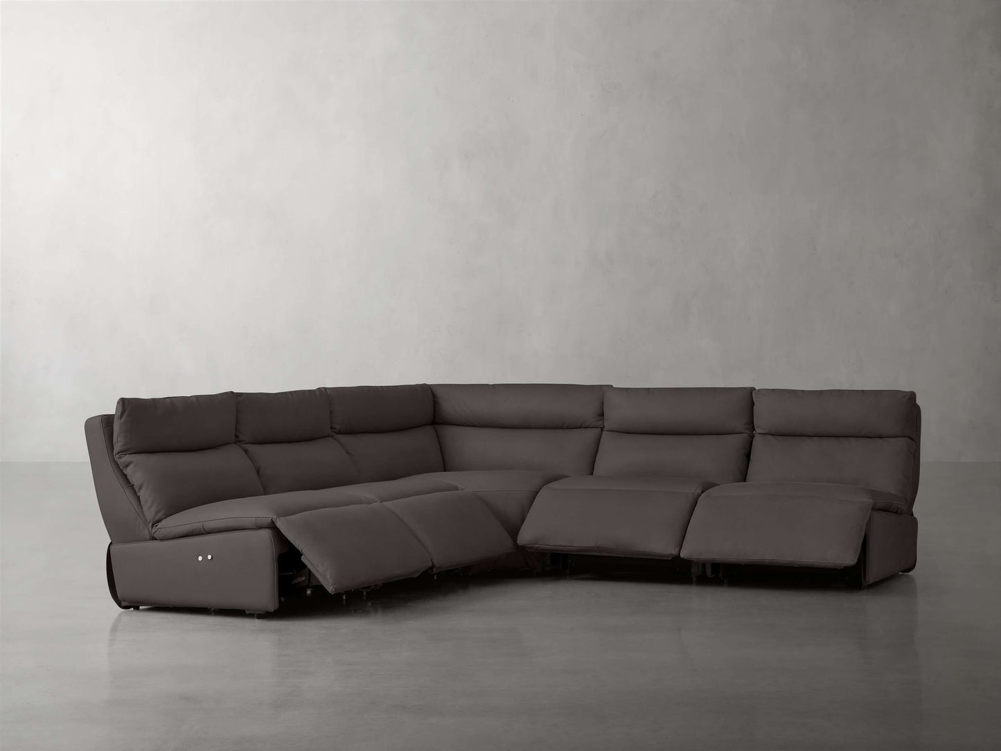 Rowland Tailored Leather Five-Piece Armless Motion Corner Sectional