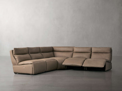 Rowland Tailored Leather Five-Piece Armless Motion Corner Sectional