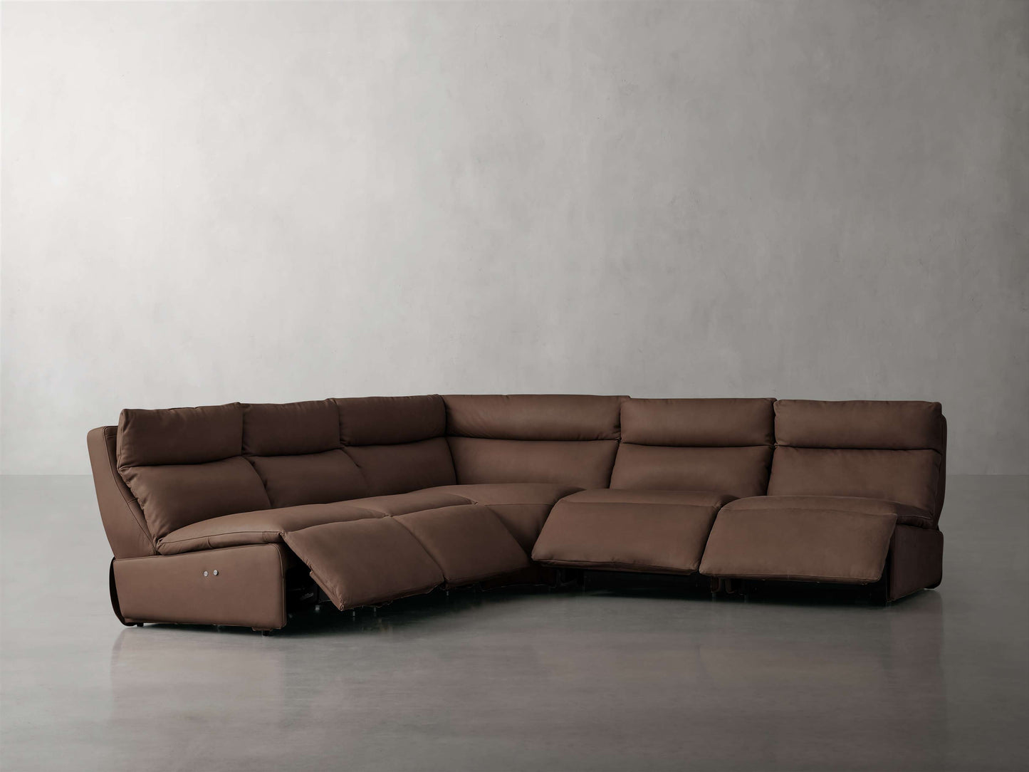 Rowland Tailored Leather Five-Piece Armless Motion Corner Sectional