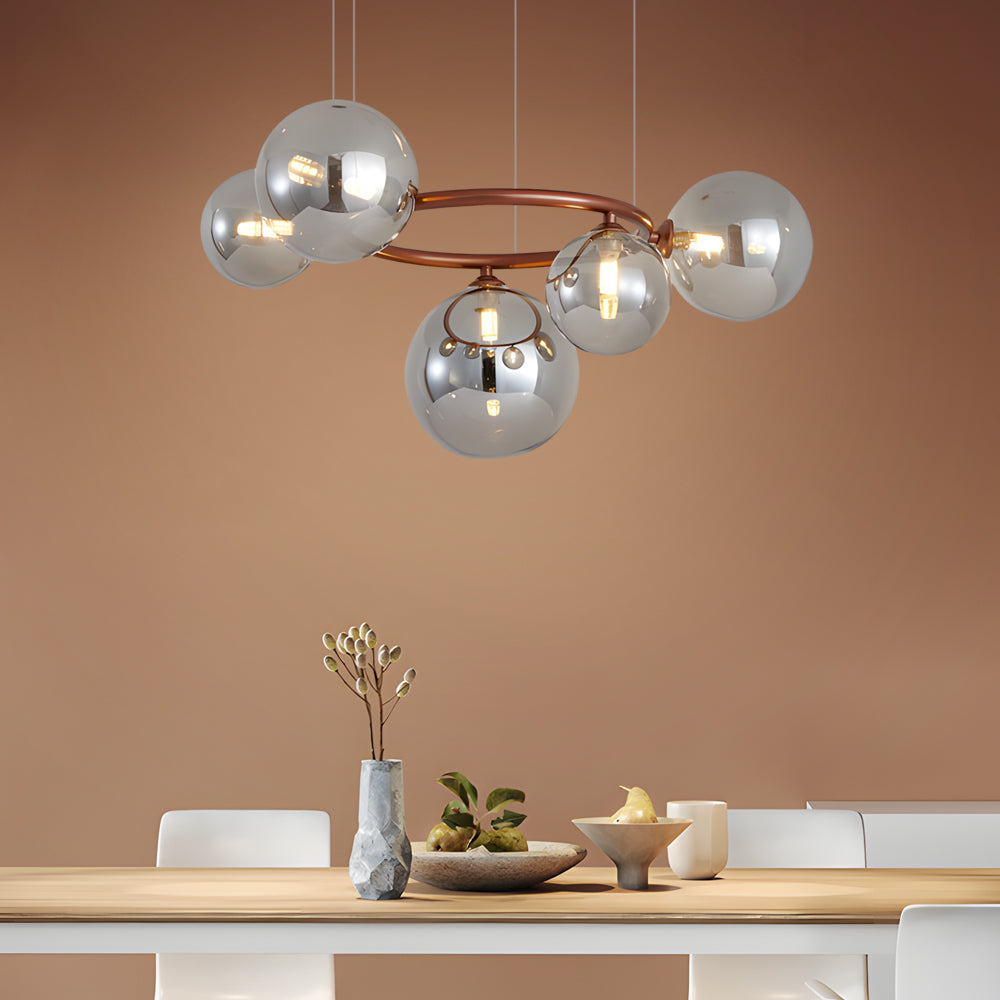 5/7/9-Light Glass Ball Circular Contemporary Chandelier with 3 Step Dimming