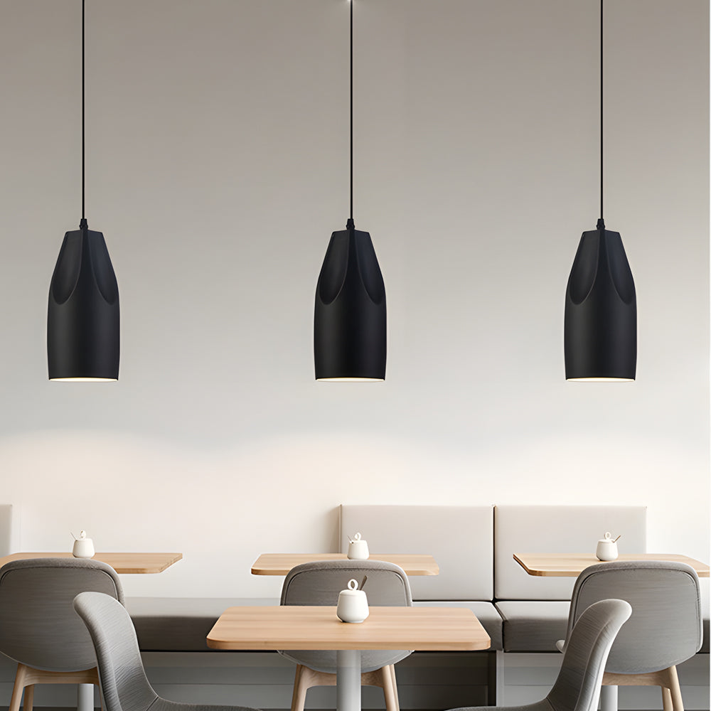 Pleat Box LED Pendant Light 1-Light Black/White Aluminum Hanging Lamp