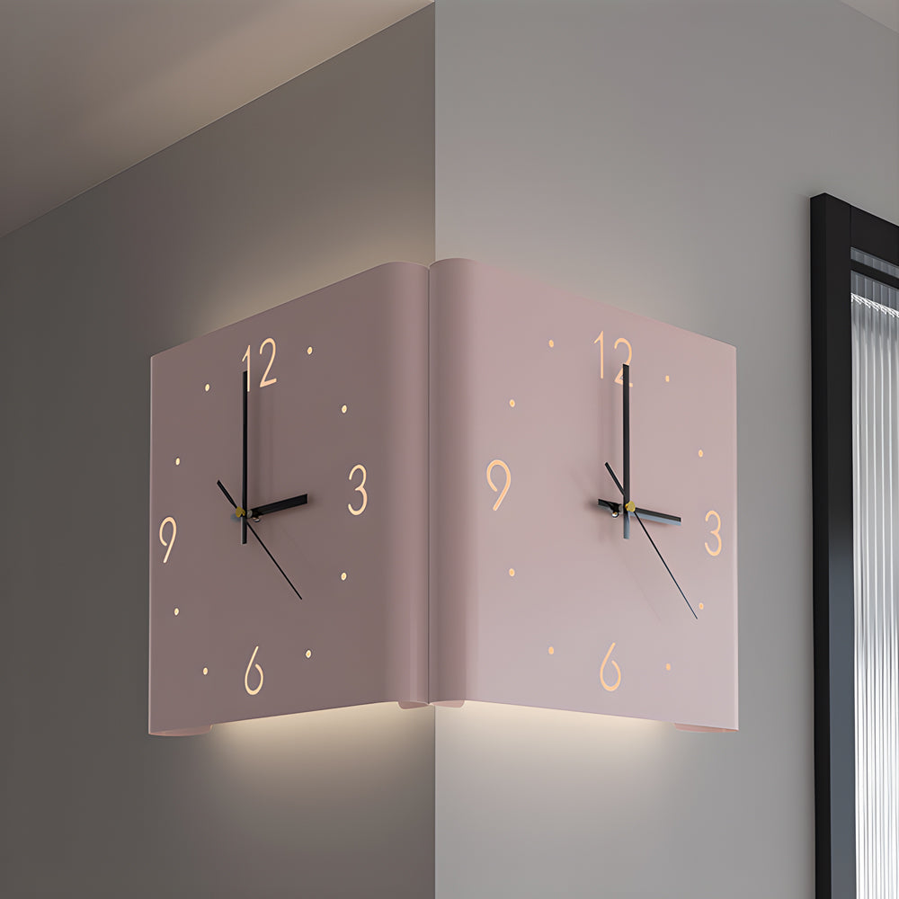 Square Metal Silent Backlit LED Corner Wall Clock Modern Wall Decor