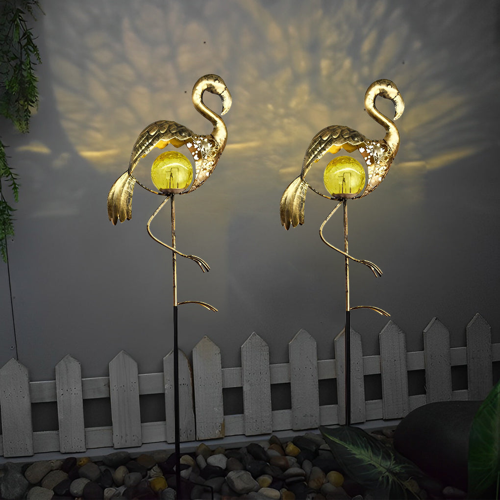 Iron Moon Flame Creative Hollow Projection Cracked Glass Solar Lawn Lights