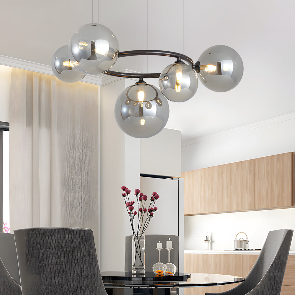 5/7/9-Light Glass Ball Circular Contemporary Chandelier with 3 Step Dimming