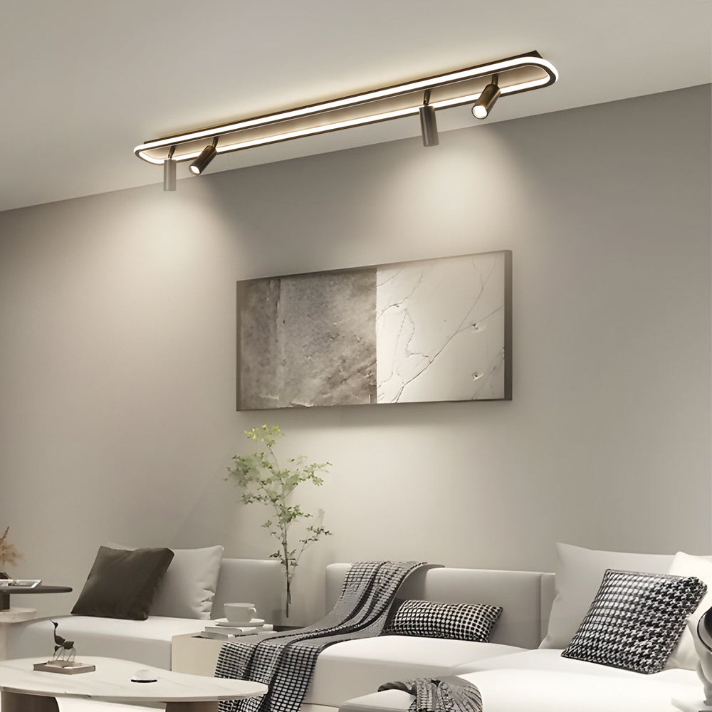 Long Rectangular LED 3 Step Dimming Modern Ceiling Light with Spotlight