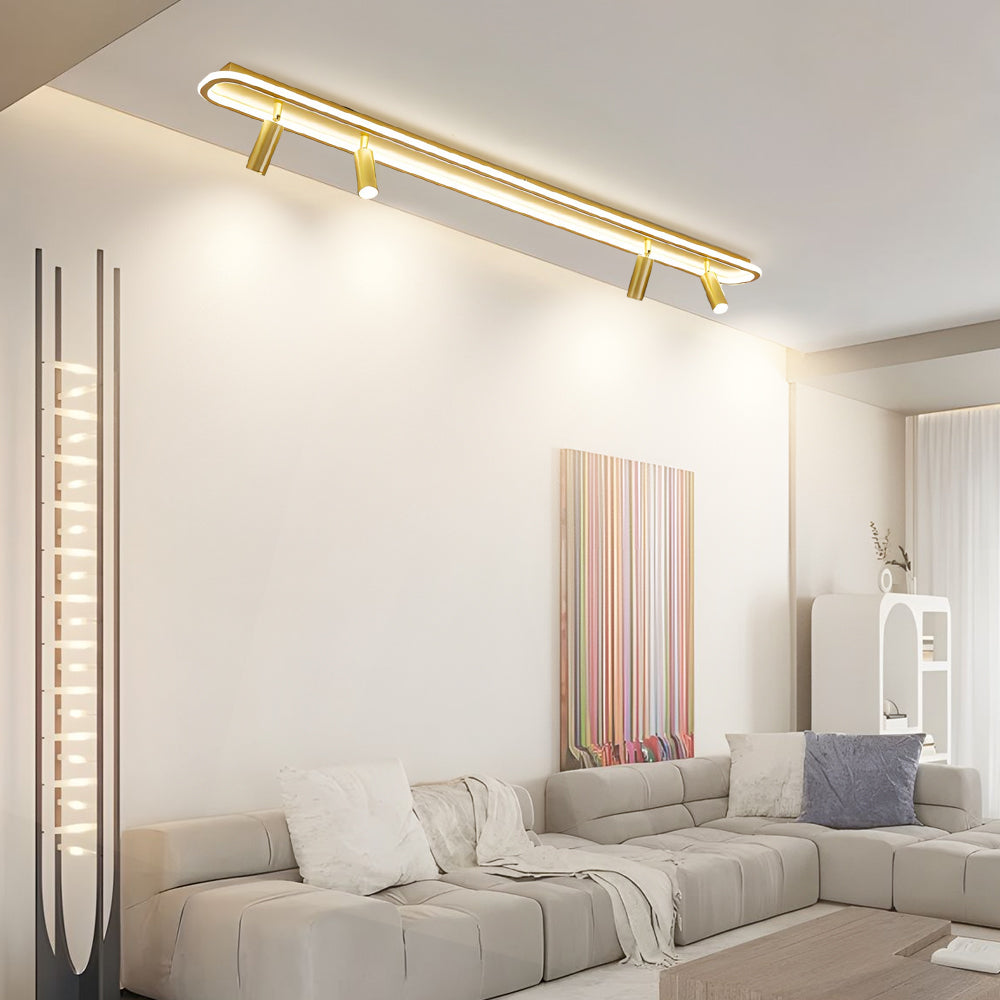 Long Rectangular LED 3 Step Dimming Modern Ceiling Light with Spotlight