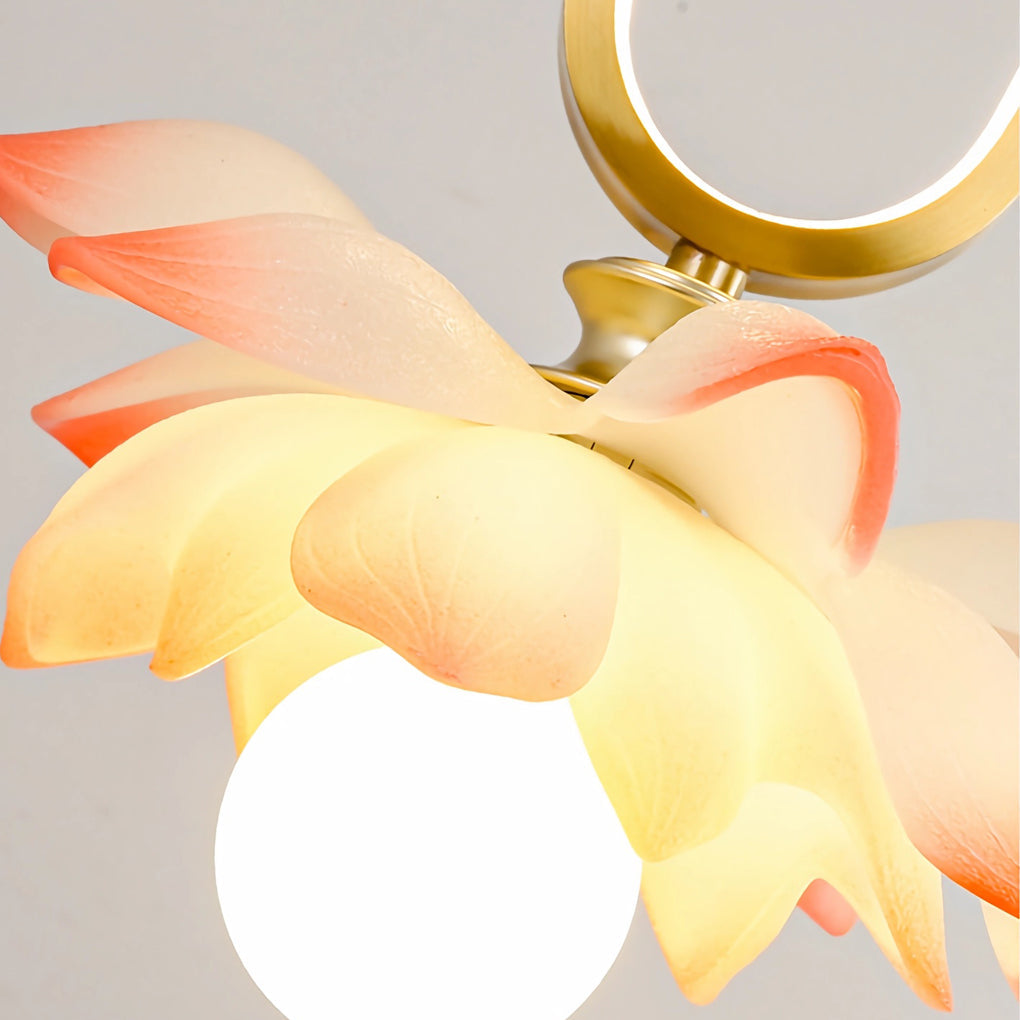 Creative Lotus Flowers Luminous Copper Oval Ring LED Modern Pendant Lights