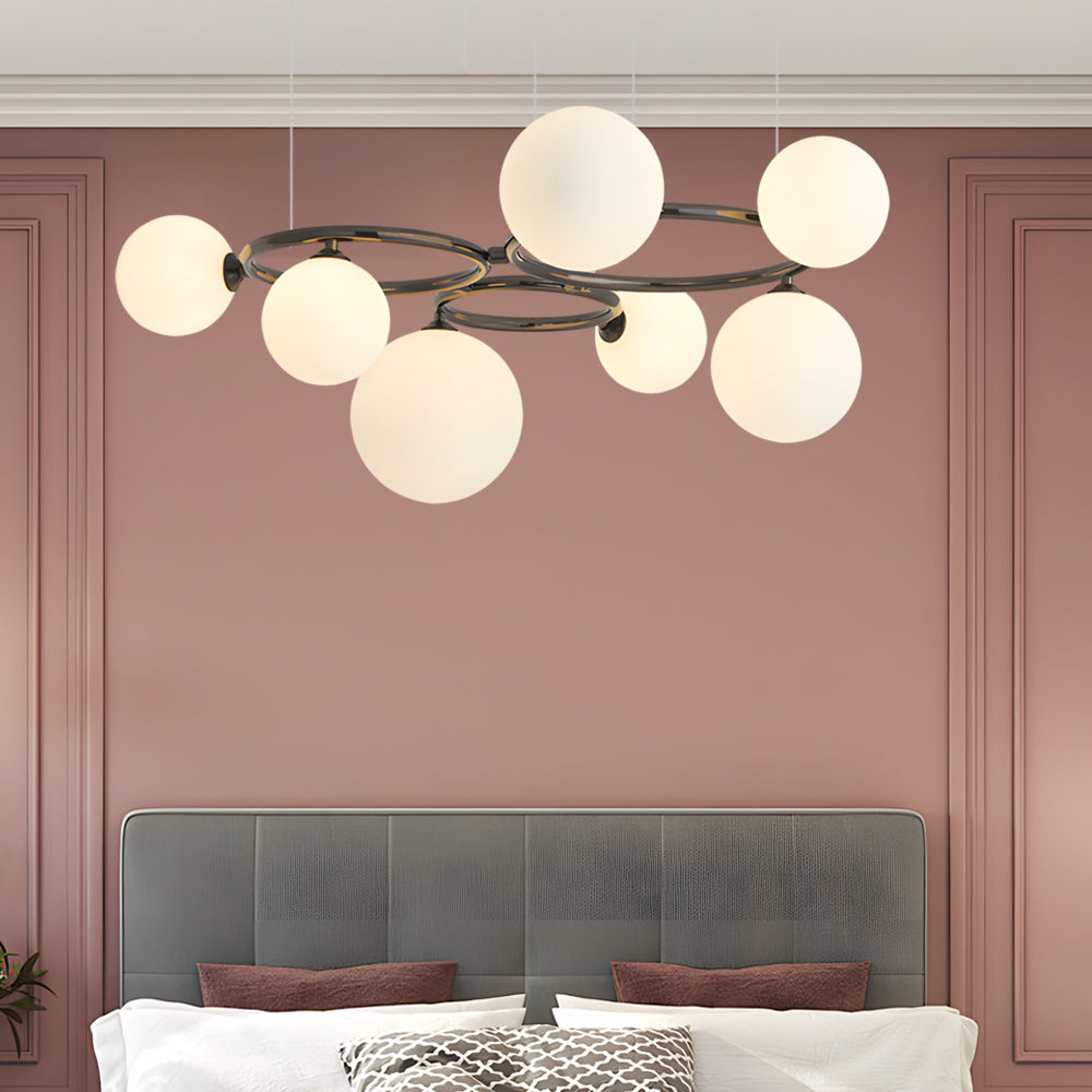 5/7/9-Light Glass Ball Circular Contemporary Chandelier with 3 Step Dimming