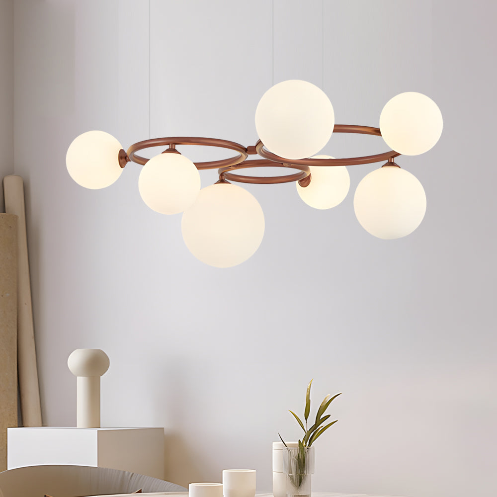 5/7/9-Light Glass Ball Circular Contemporary Chandelier with 3 Step Dimming