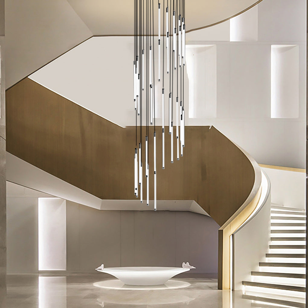 Spiral Creative Long Strip LED Modern Duplex Staircase Chandelier Light