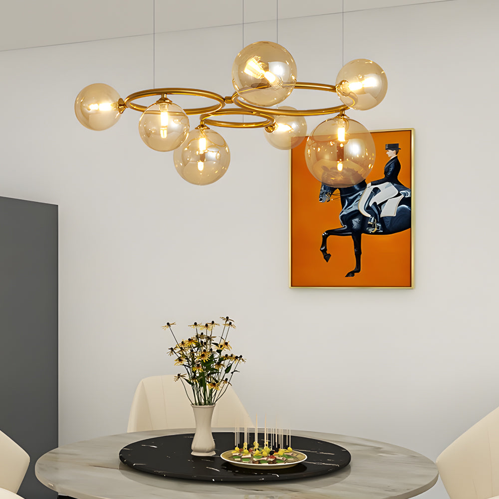 5/7/9-Light Glass Ball Circular Contemporary Chandelier with 3 Step Dimming