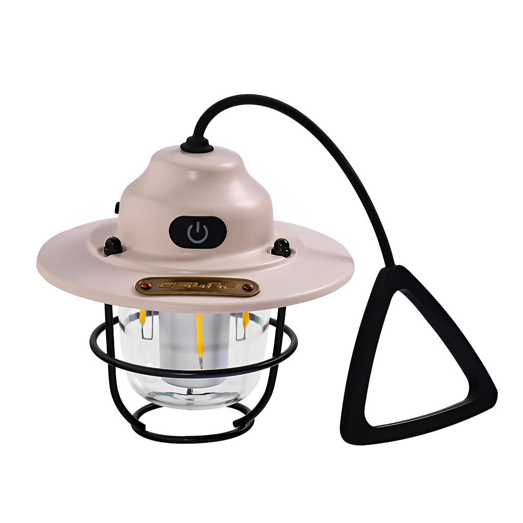 Round LED Waterproof USB Rechargeable Retro Outdoor Light Camping Lamp