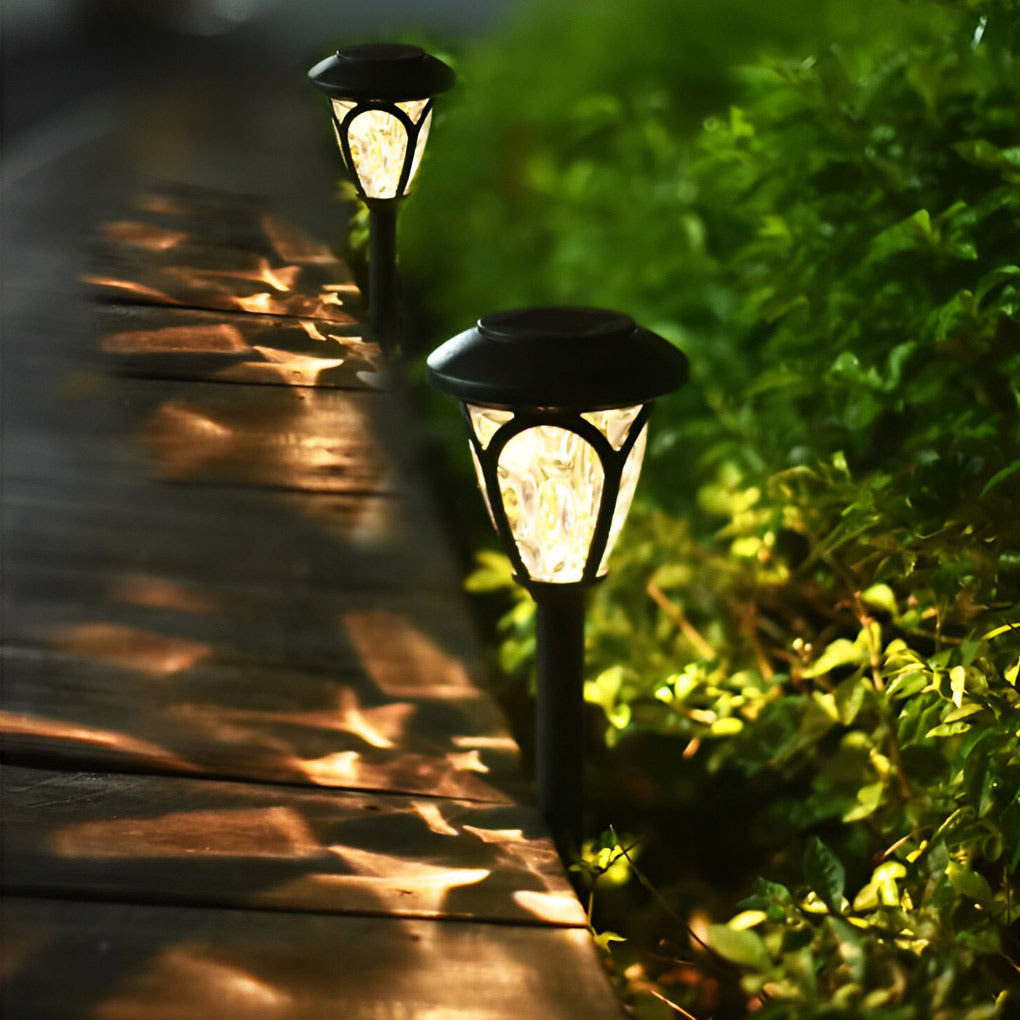 2PCS Waterproof Glass Lampshade LED Intelligent Black Solar Lawn Lamp