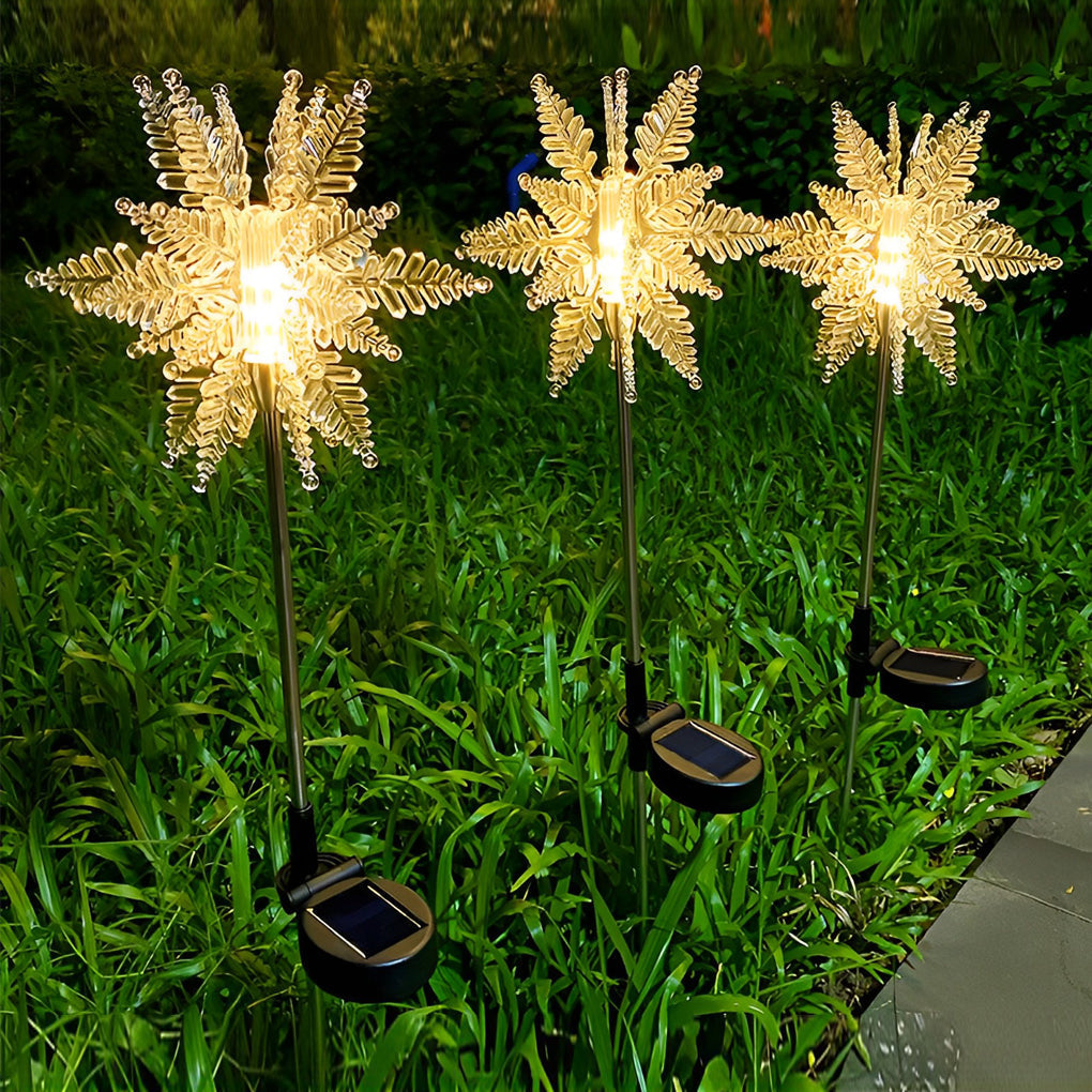 2PCS Creative Snowflakes Decor Waterproof LED Solar Powered Lawn Light