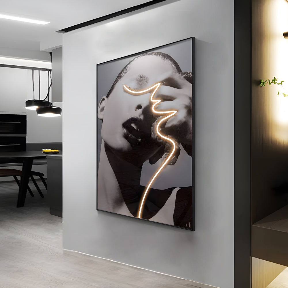 LED Crystal Porcelain Lady Profile Wall Painting