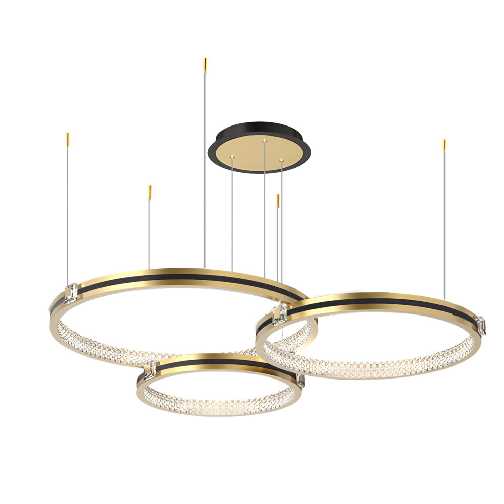 Circular Rings Three Step Dimming Brushed Gold Modern Ceiling Lights Fixture