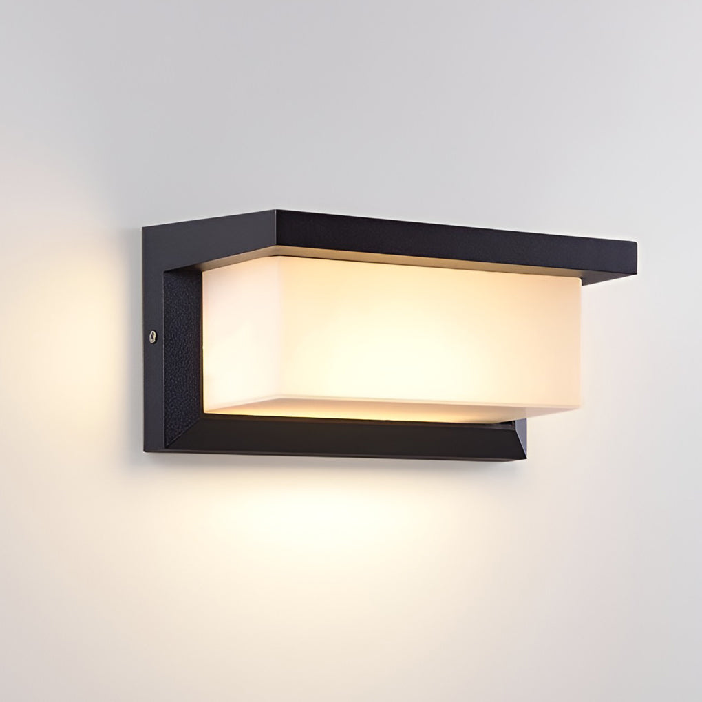 Rectangle Waterproof Light Control Induction Black Modern Solar Sconces