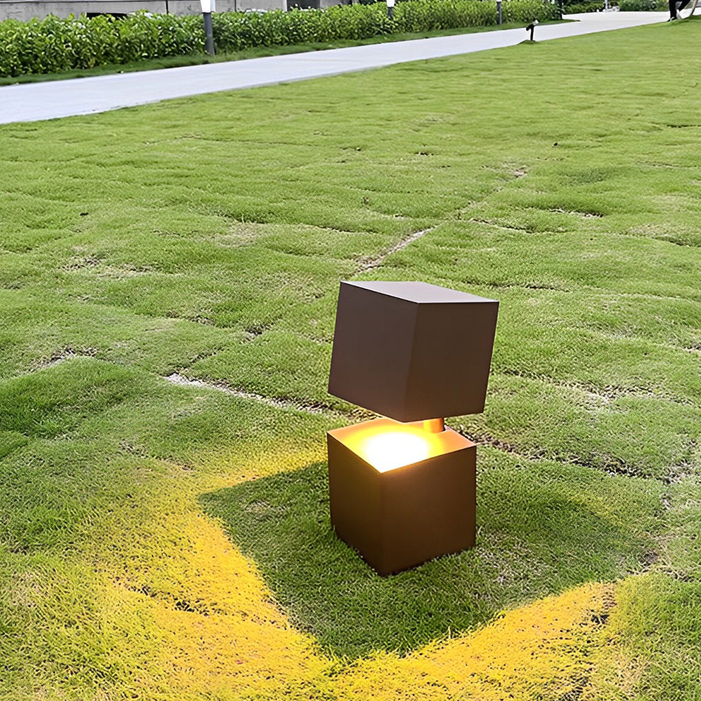 Creative Square Geometric Art Waterproof LED Modern Outdoor Lawn Light