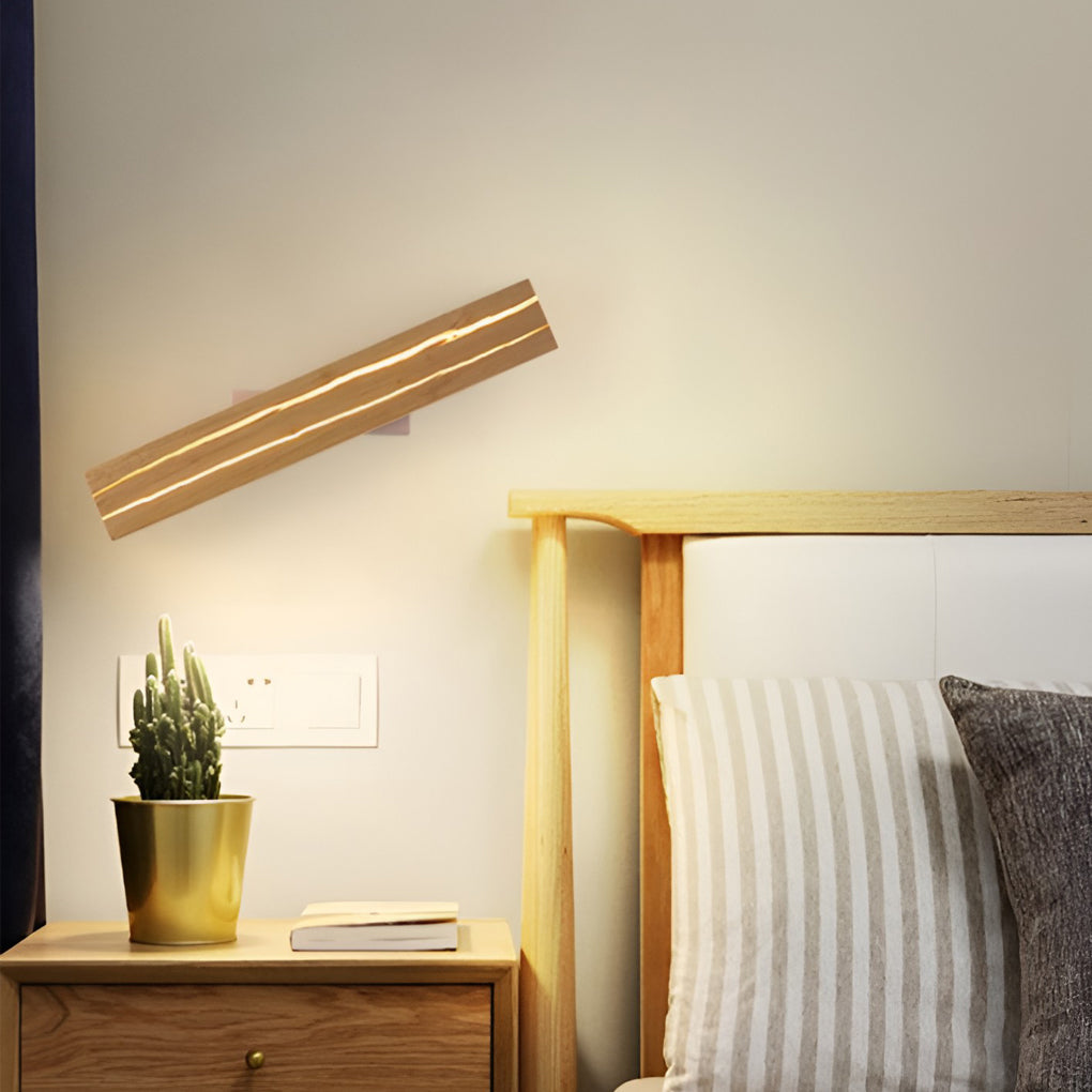 Adjustable Rectangular Wood Three Step Dimming LED Modern Wall Lamp