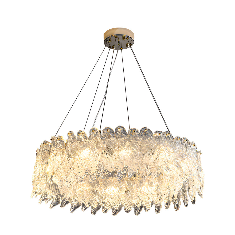 Handmade Leaf Glass Round 3 Step Dimming Luxury Post-Modern Chandelier