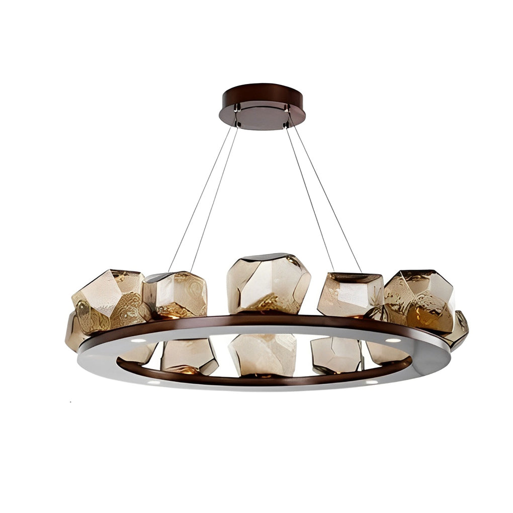 Irregular Glass Shade Stone Creative Cognac Color Modern Chandelier