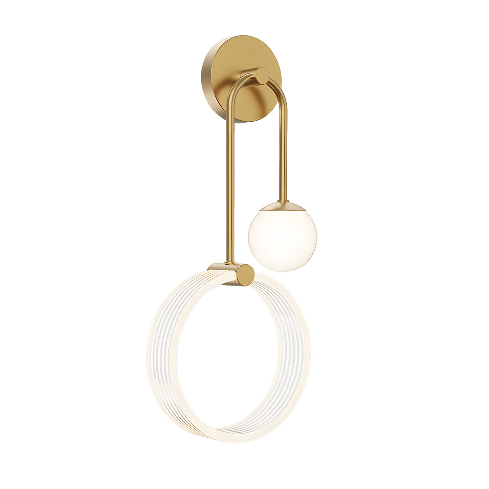 Modern 2-Light LED Wall Sconces with Acrylic Ring and Frosted Globe