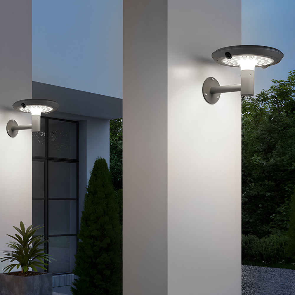 Round Solar-Powered LED Outdoor Wall Light with Motion Sensor