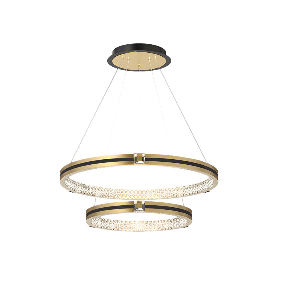 Simple Circles Rings Three Step Dimming Brushed Gold Modern Chandelier