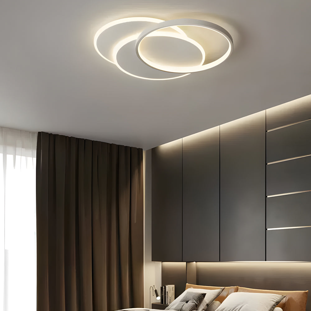 White 3 Circle Acrylic Art LED Flush Mount Ceiling Light