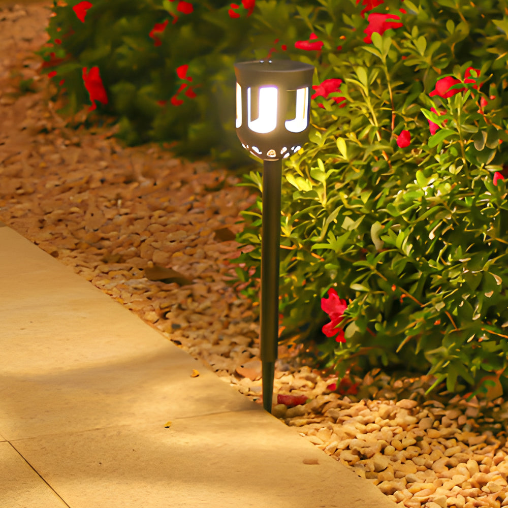 4-Pack Modern Black Solar LED Outdoor Path Light Set