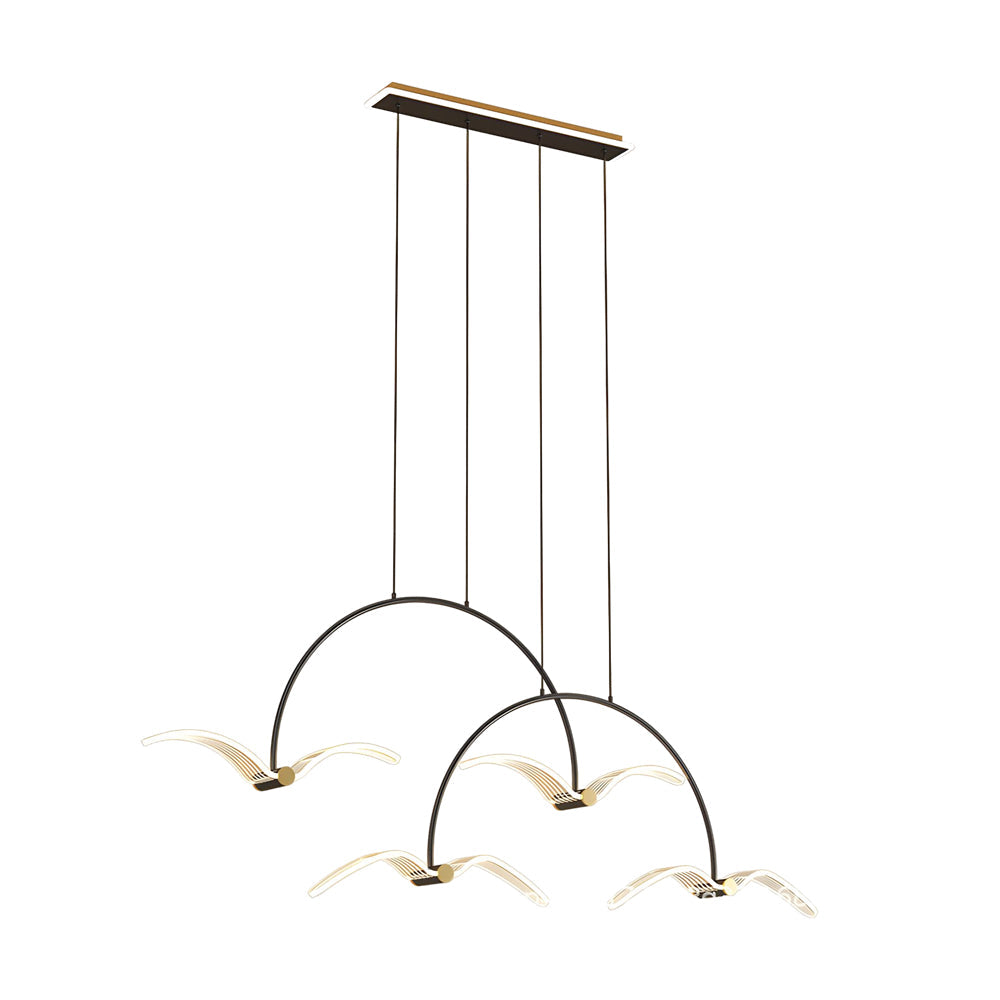 2/4-Light Modern LED Acrylic Seagull Linear Chandelier for Dining