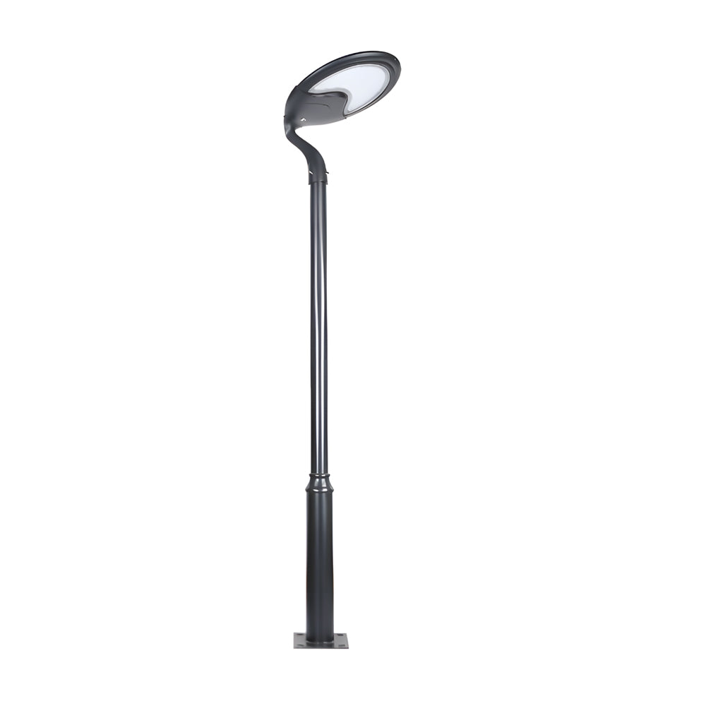 Black Round Modern Outdoor LED Solar Post Street Light