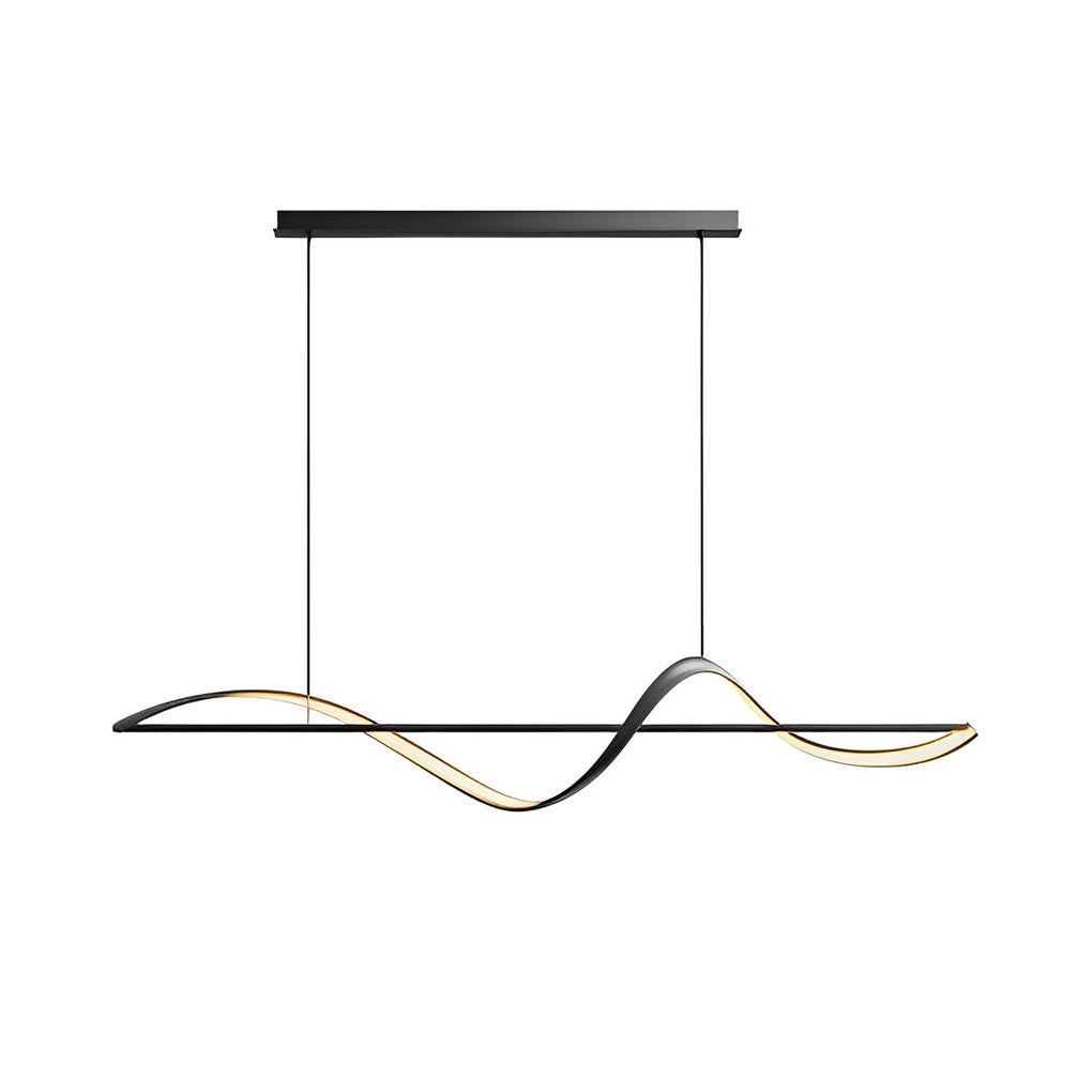 Minimalist Strip Waves Creative LED Copper Modern Dining Room Chandelier