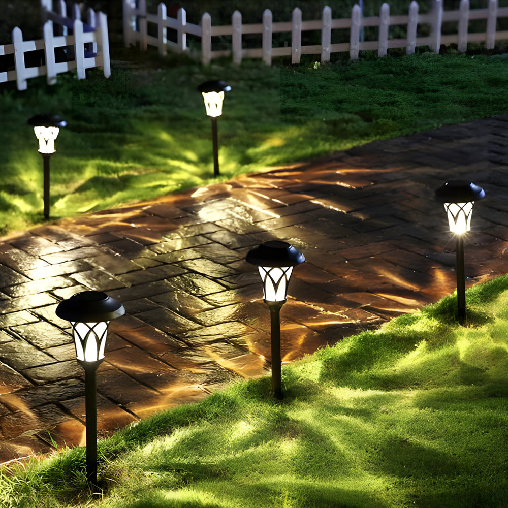 Waterproof Metal Glass LED Retro Modern Solar Powered Lawn Lights