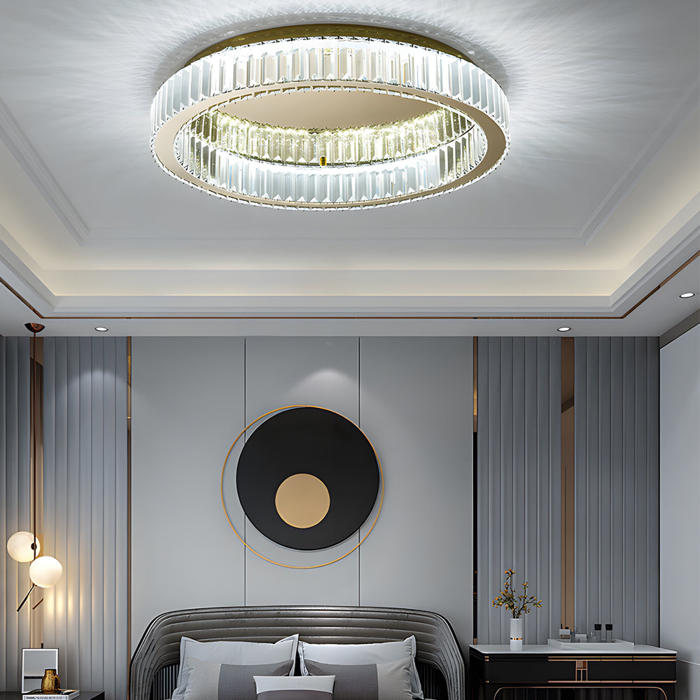 Round Crystal Stepless Dimming LED Luxury Post-Modern Ceiling Light Fixture