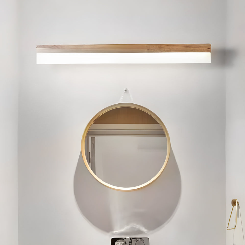 Natural Wooden LED Bathroom Vanity Light with Plastic Shade Mirror Lighting Fixture